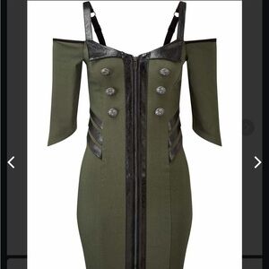 Killstar Dark Green Long Sleeve Dress with Black Details
